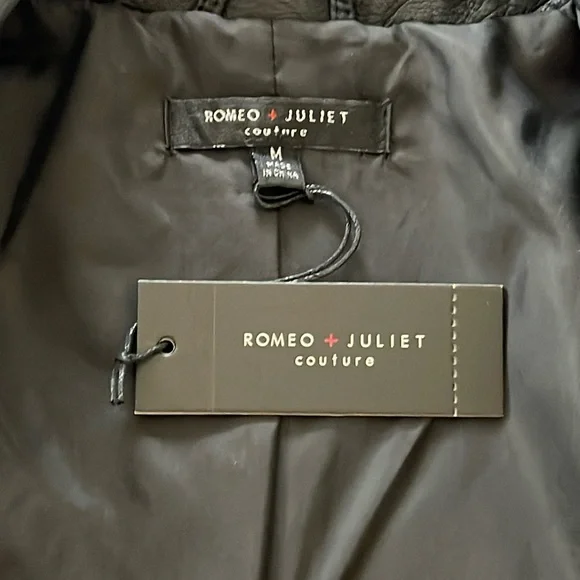Romeo + Juliet Couture Black Faux Leather Jacket Size Medium NWT - Picture 8 of 17